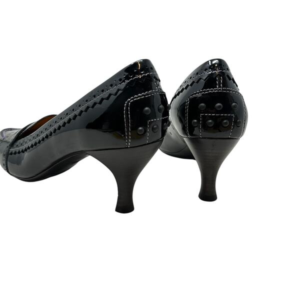 Tod's Pointed Toe Penny Loafer Pumps Heels Patent Leather Black Size US 9.5 - Picture 8 of 15